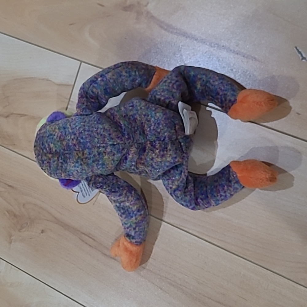 2/$20 Ty 2000 Multicolor Plush Monkey "Bananas" with Orange and Purple - Picture 2 of 4
